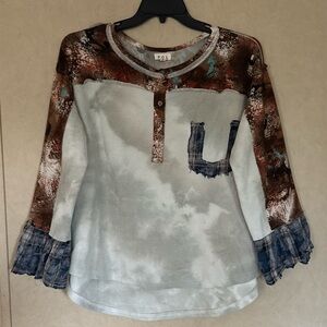 POL Women's Brown and Blue Blouse